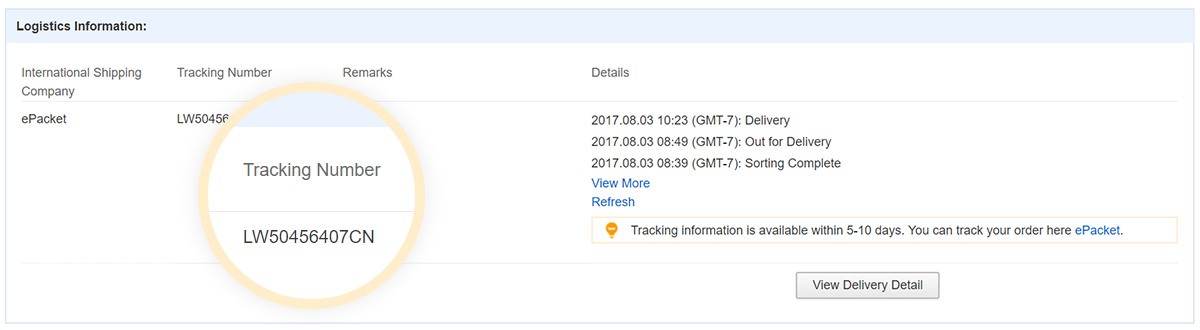 código de rastreamento aliexpress