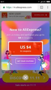 cupom para novos usuários app